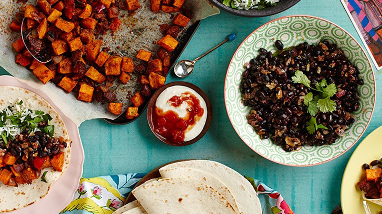 Sweet Potato and Chorizo Burritos with Mexican Black Bean Salsa Recipe